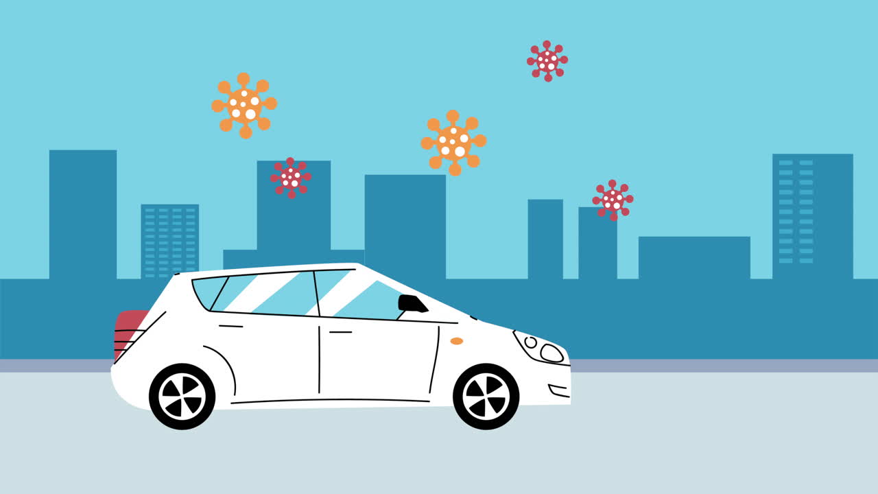 코로나19 팬데 입자를 가진 택시