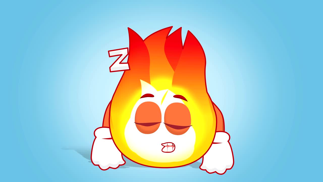 만화 불 불꽃 수면 휴식 는 얼굴 애니메이션 알파 매트