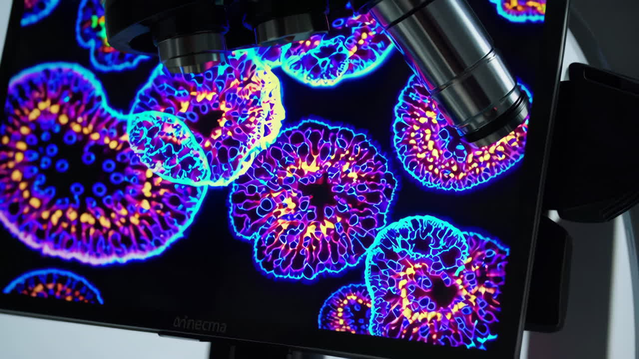 científicos que trabajan en un laboratorio usando microscopios