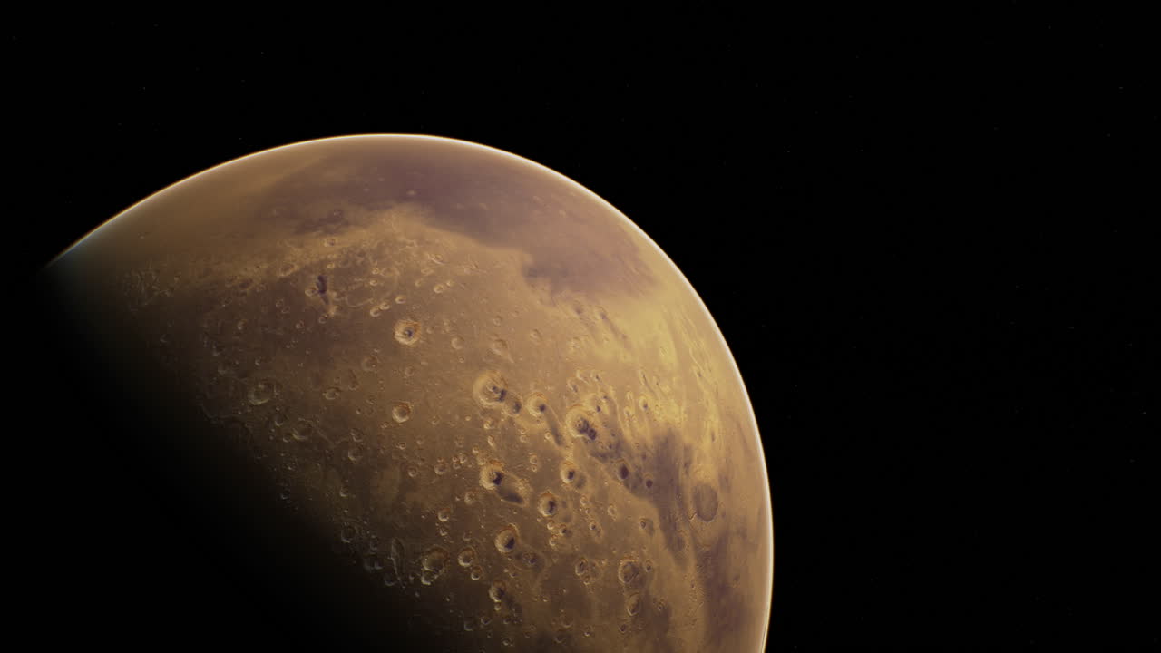 Detailed view of mars showcasing its surface features and colors