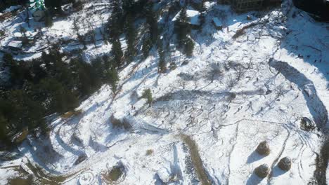 Luftaufnahme-Nach-Schneefall-In-Kufri-Shimla