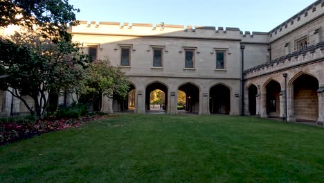 a serene courtyard at melbourne university