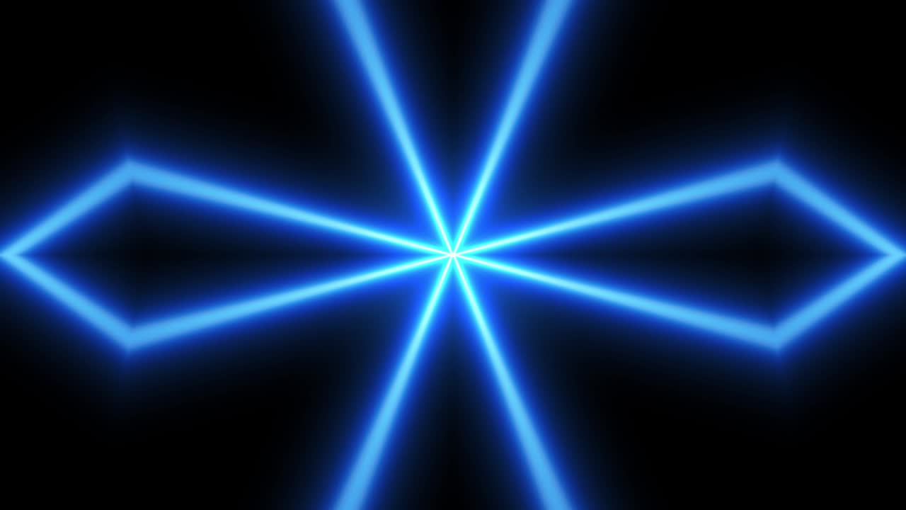 estilo abstracto de ciencia ficción de los años 80 marco de neón ligero sobre fondo negro. espectáculo de láser animación en bucle. video 4k