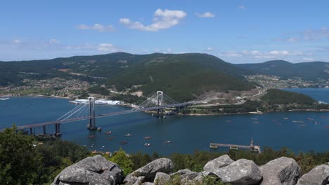 general view of the ría de vigo and a wonderful viewpoint for relax time, pontevedra, spain