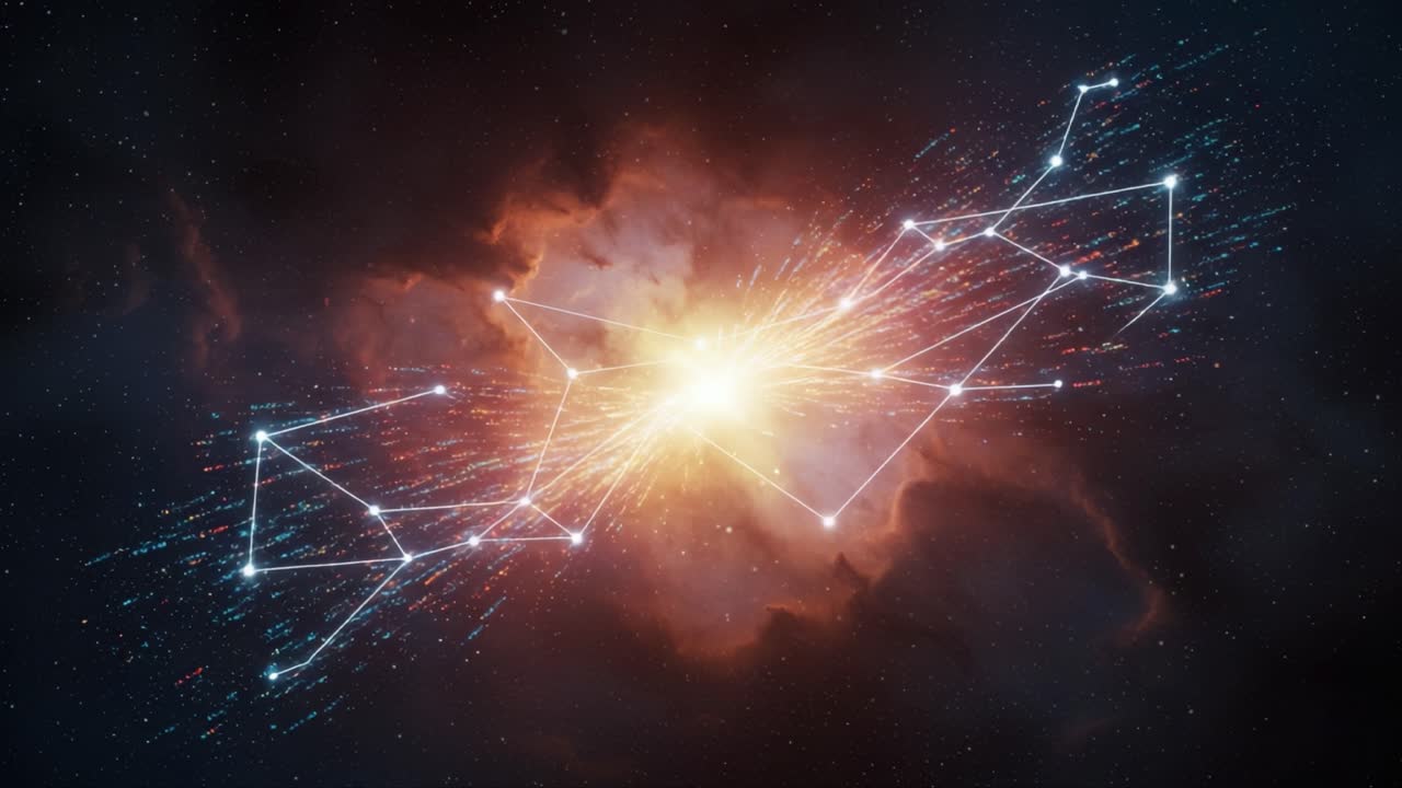 Explosive Cosmic Phenomenon: A Stunning Visualization of Stellar Formation and Celestial Connectivity in the Vastness of Space