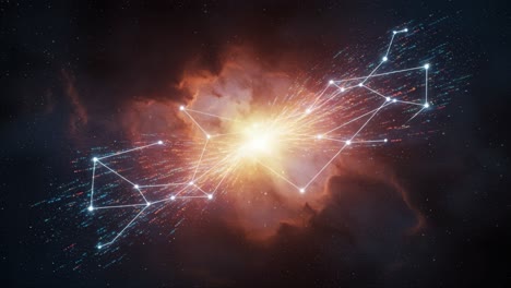 explosive cosmic phenomenon: a stunning visualization of stellar formation and celestial connectivity in the vastness of space
