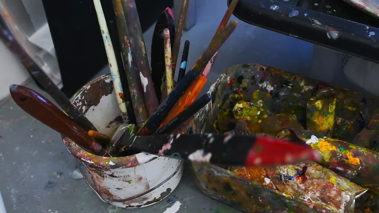 Paint brush in a studio.