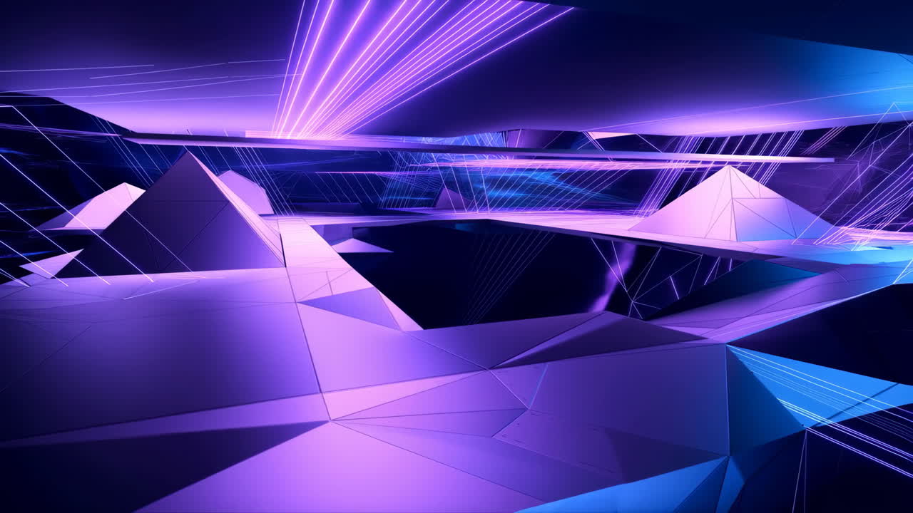 Abstract Futuristic Neon Geometric Landscape