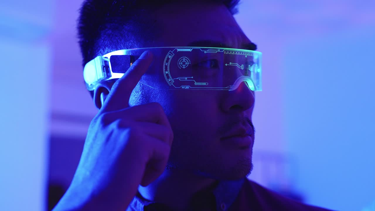 Cyberpunk Man with Futuristic Glasses