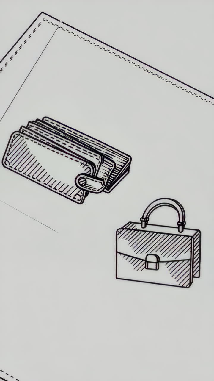 Illustrazione in line art di un portafoglio e una ventiquattrore.