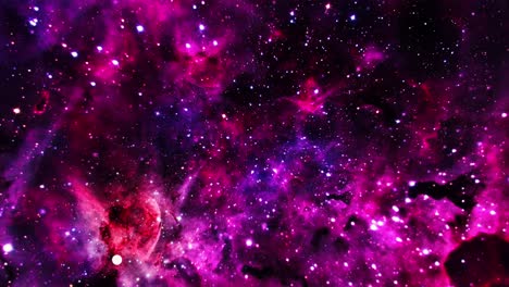 viaje espacial brillo rosa púrpura rojo nebulosa de la vía láctea nube en el espacio profundo. 4k 3d bucle sin costuras vuelo espacial de ciencia ficción para brillar energía gas nube de polvo nebulosa. exploración de astronomía de galaxias.