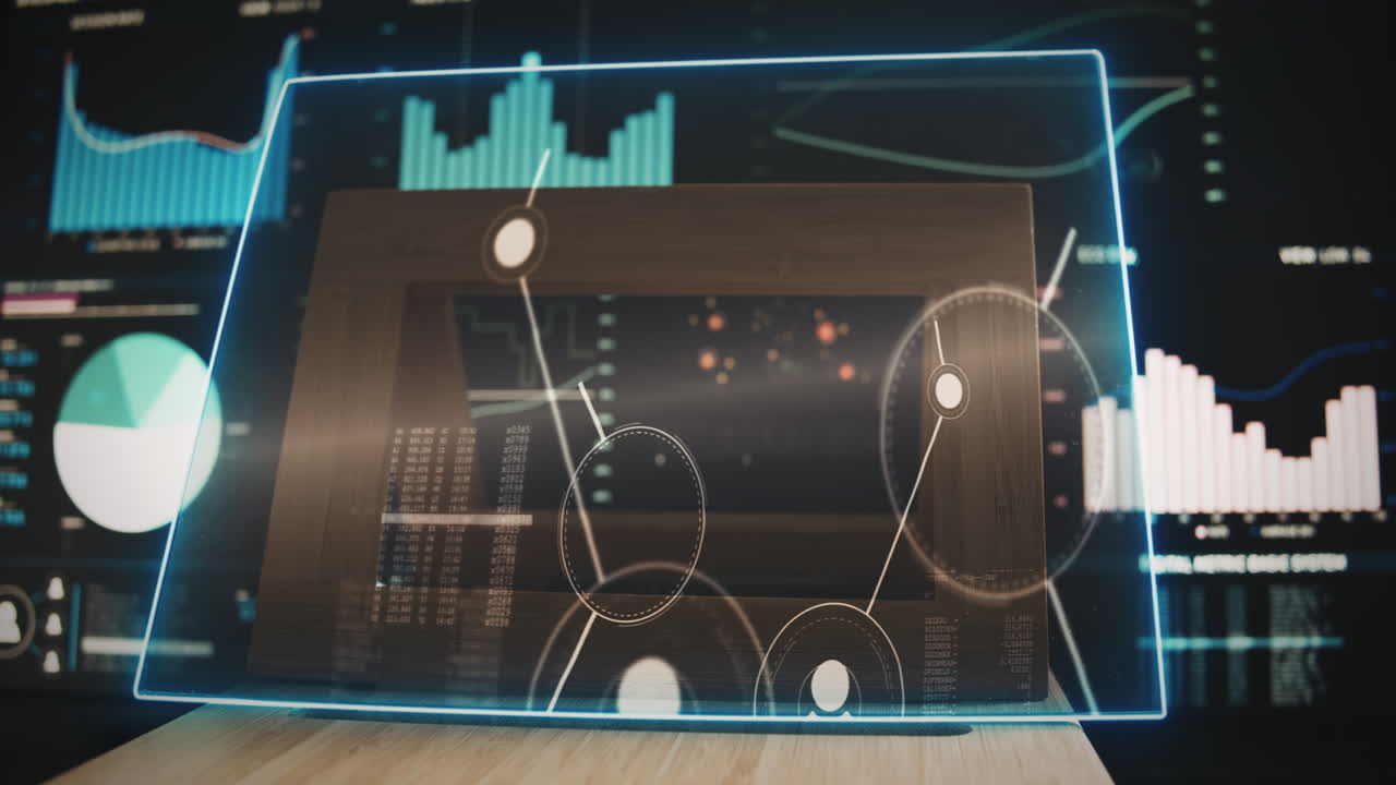 el dedo presiona la pantalla de cristal futurista y comienza la animación en red