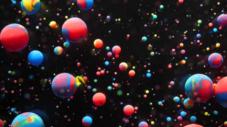 Colorful Bubbles Oil Beautiful Acrylic Paint Universe Color Moving Multicolored. Fantastic Hypnotic Surface. Gravitation Metamorphosis Bubbles Of Bright Colors Moving Oil Surface. Chemical Reaction.