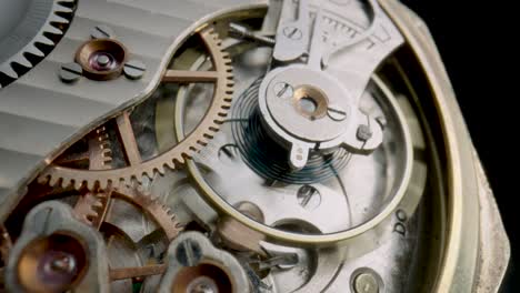 close-up of watch movement and gears