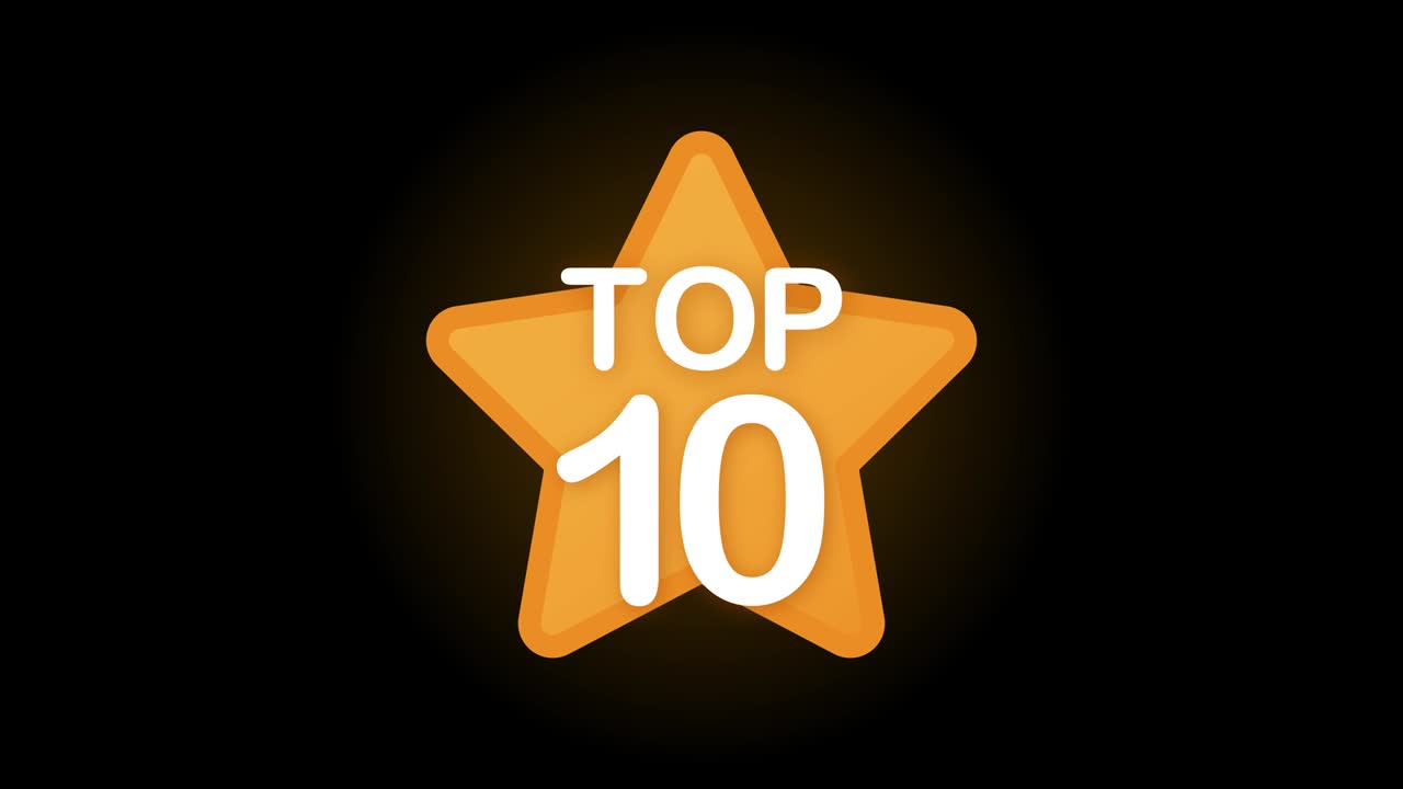 10 mejores etiquetas de oro en fondo negro. gráficos en movimiento.