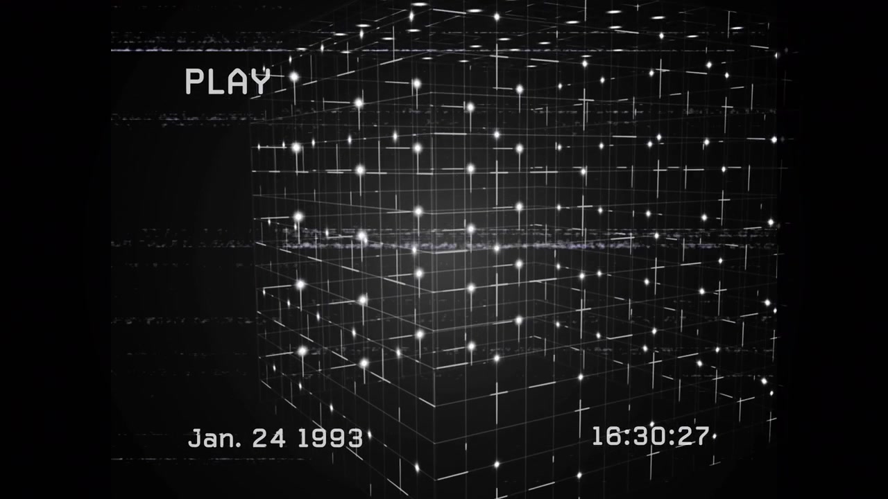 Animation of data processing over screen on black background
