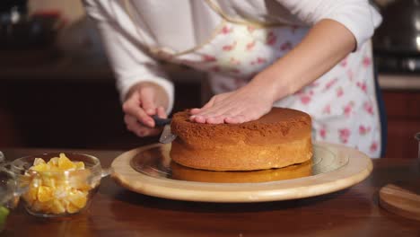 woman baking a cake