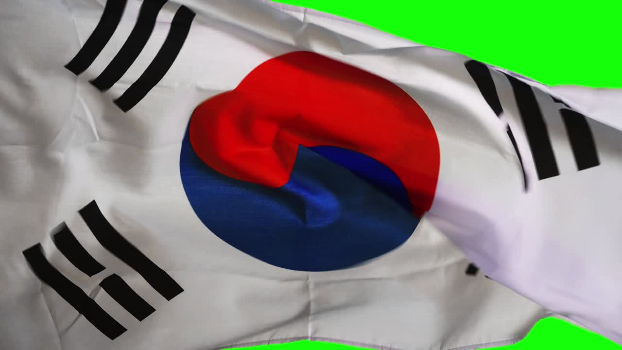 South korea country flag waving in studio