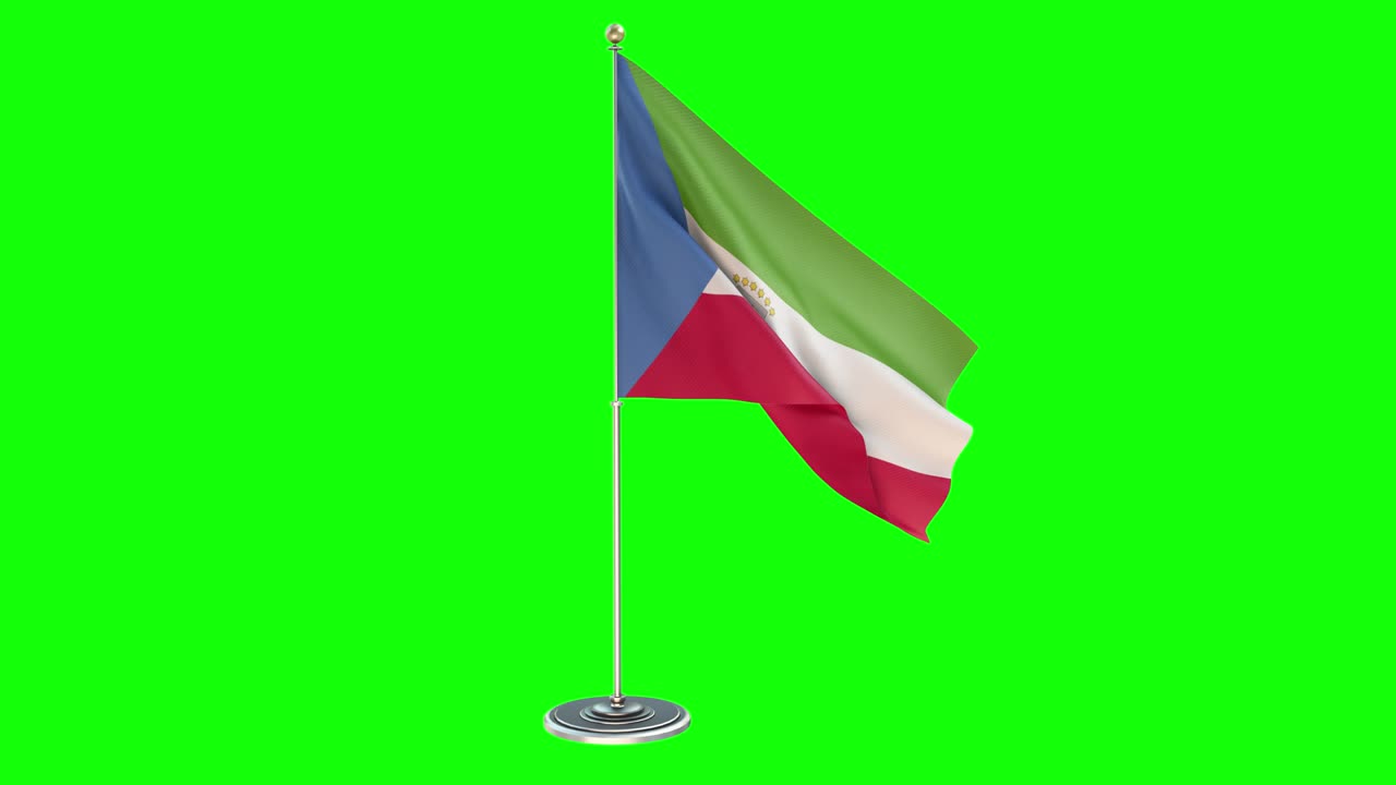 에토리얼 기니 (equatorial guinea) - 크로마 키 뒷면에 작은 발 기둥의 3d 루핑 일러스트레이션