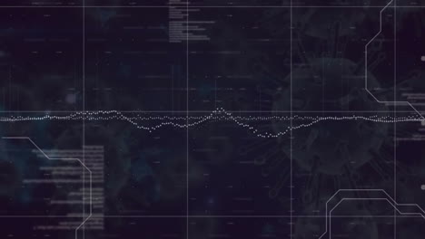 Animation-of-data-stream-and-processing-data-on-black-background