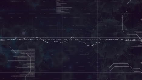 animation of data stream and processing data on black background