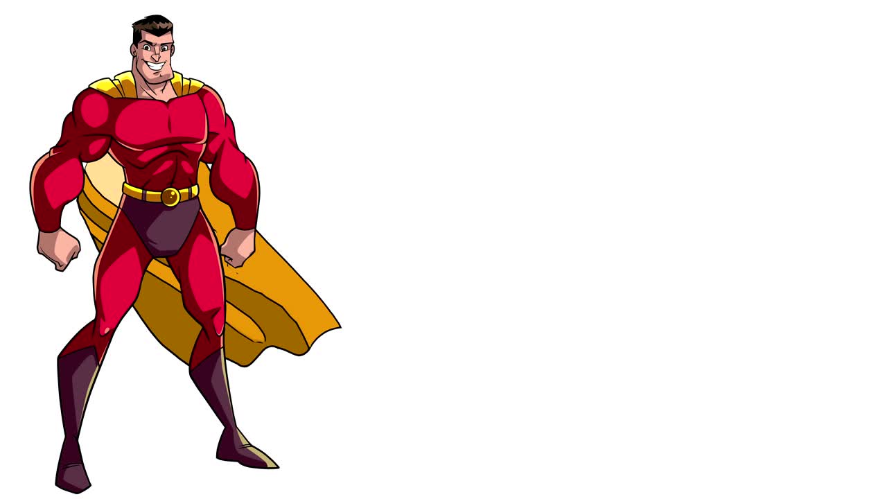 슈퍼히어로가 높이 서 있습니다.