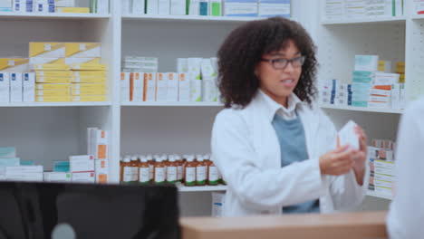 pharmacist talking, helping