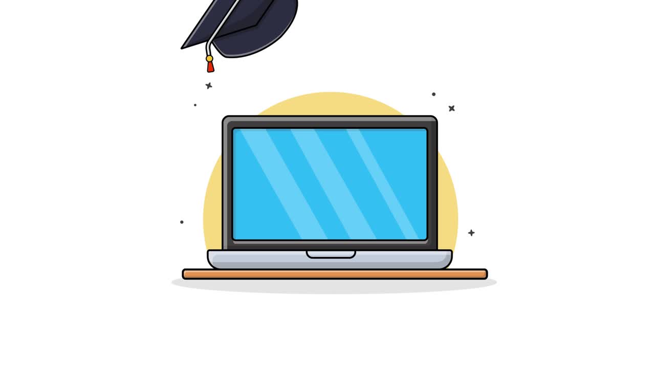 Laptop with Graduation Cap and Diploma for Online Education