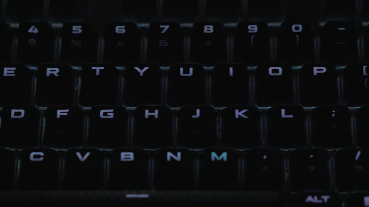 Backlit illuminated keyboard in white with a slide motion in a breathing pattern