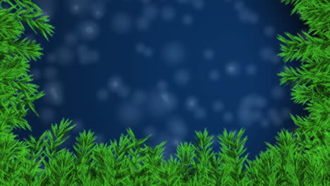 animación de ramas de árboles de navidad sobre la nieve que cae