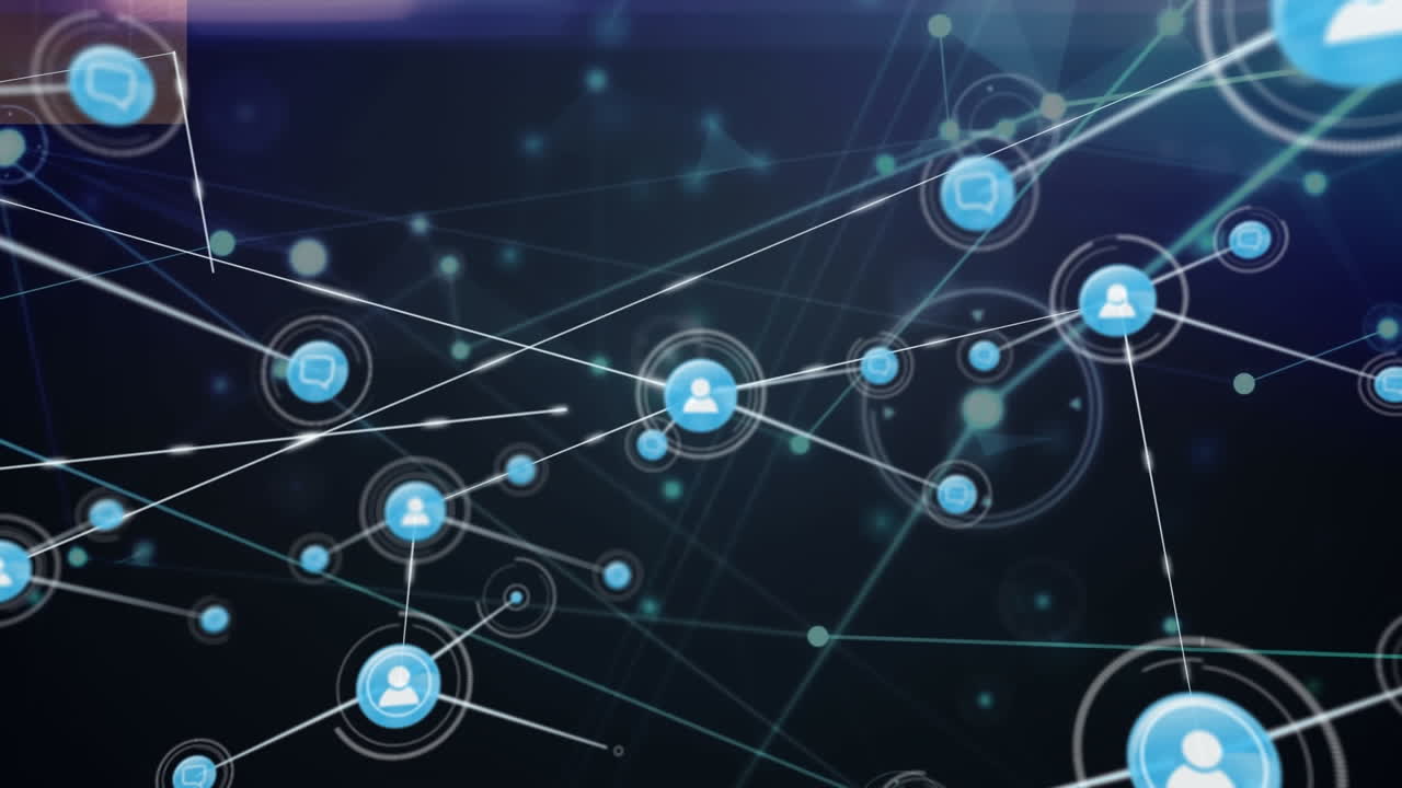 animación de la red de conexiones y procesamiento de datos