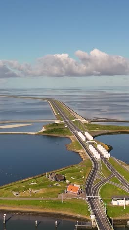 aerial view of a dutch coastal dam