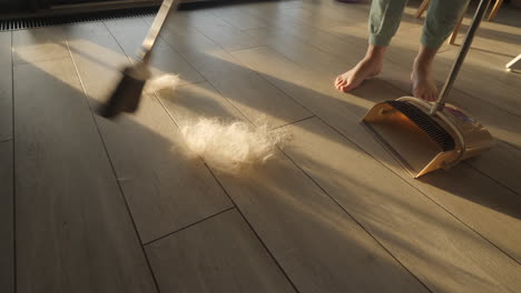 cleaning the floor