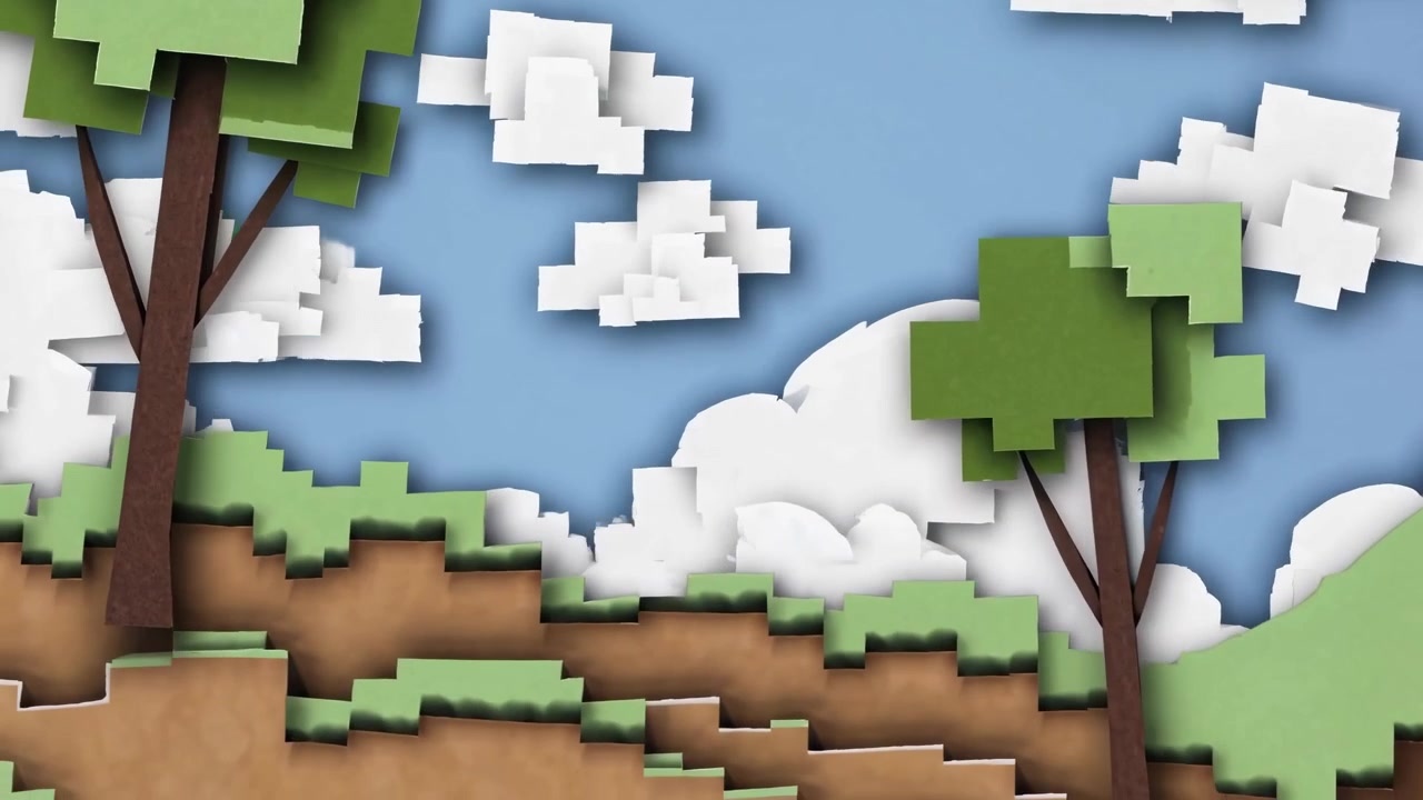 Paper Craft Landscape Animation Collapsing into Abstract Shapes