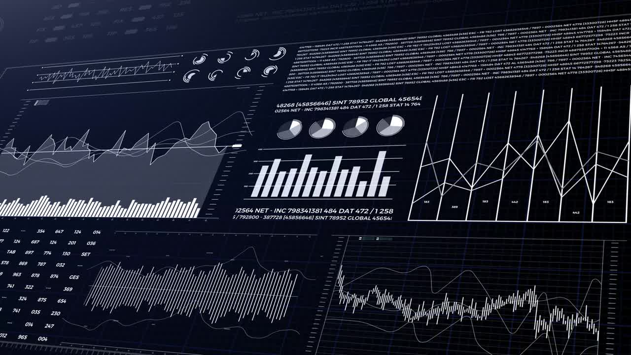 Data and report statistics, animation with graph diagrams.
