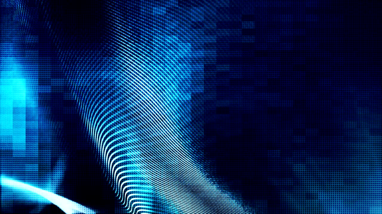 abstracto azul color partículas digitales onda y estilo de mosaico fondo de movimiento