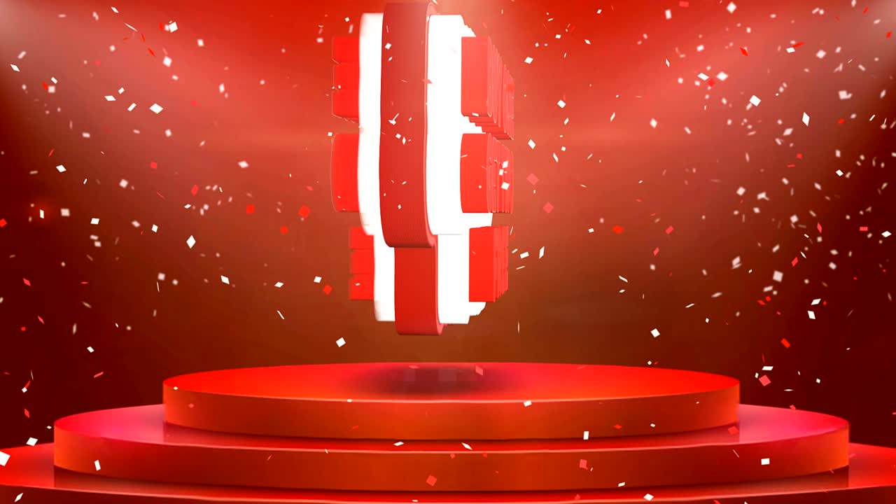 comprar uno obtener dos animados de texto gratis escenario podio confeti bucle de animación