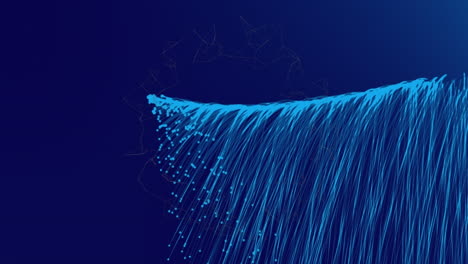 animación de fuegos artificiales azules cayendo sobre un fondo azul oscuro