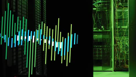 animación del procesamiento de datos financieros a través de servidores informáticos