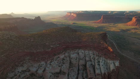 aerial view of indian creek climbing area, bears ears national monument, canyonlands of san juan county, utah usa on sunny morning