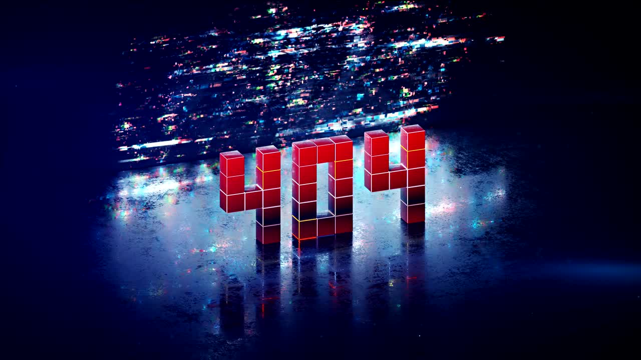 error 404 pixel art bucle sin costuras animación de renderizado en 3d