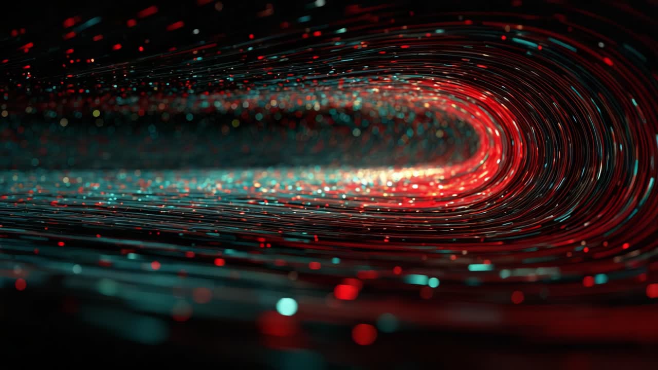 Captivating Abstract Visual of Light Trails Conveying Movement and Depth in a Dynamic Flow Through Space with Intricate Colors and Patterns