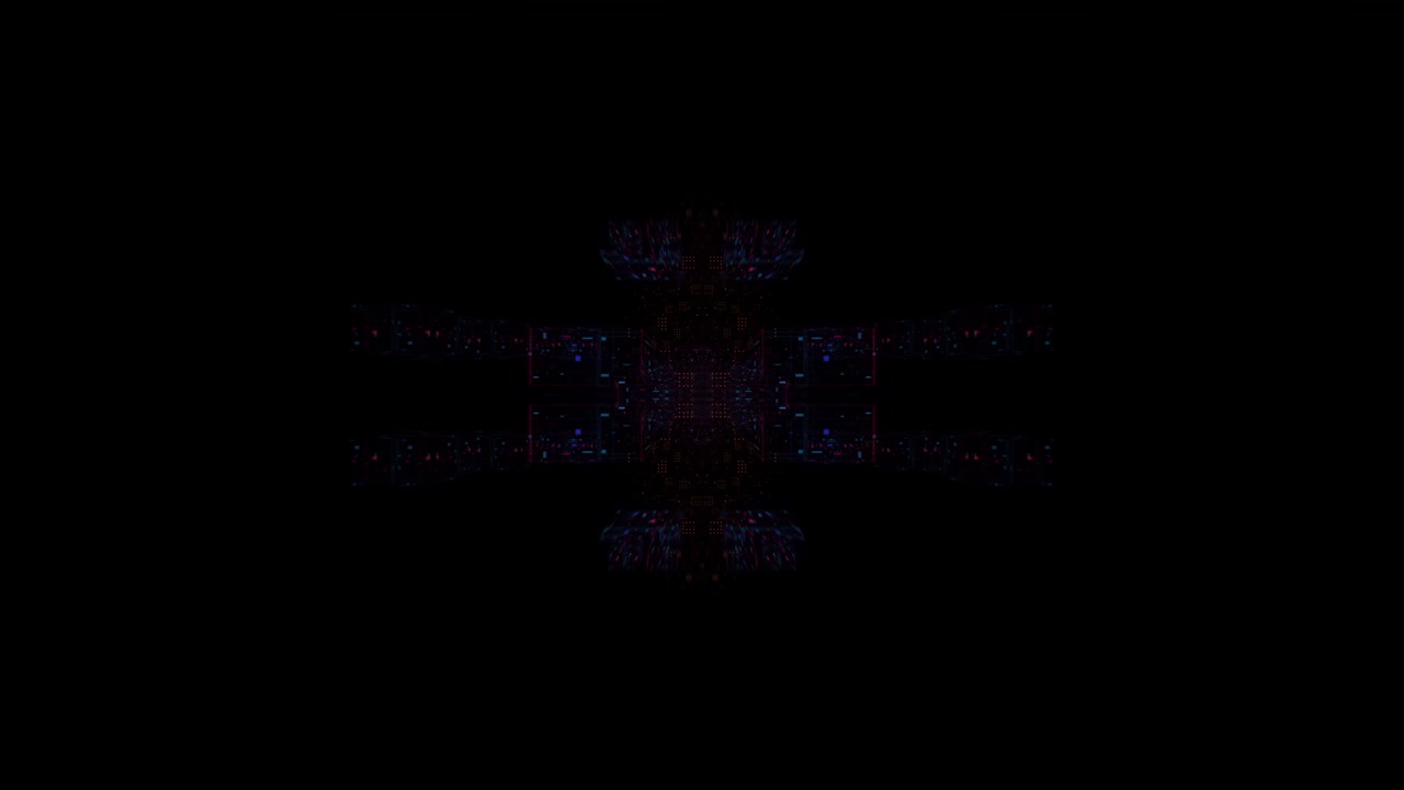 Abstract technology big data cloud computing background with bright neon lines and dots