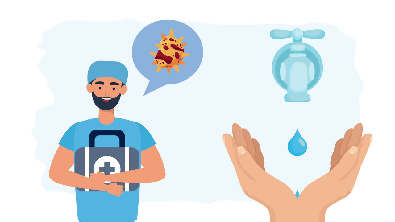 위생과 바이러스 예방에 대해 논의하는 의사