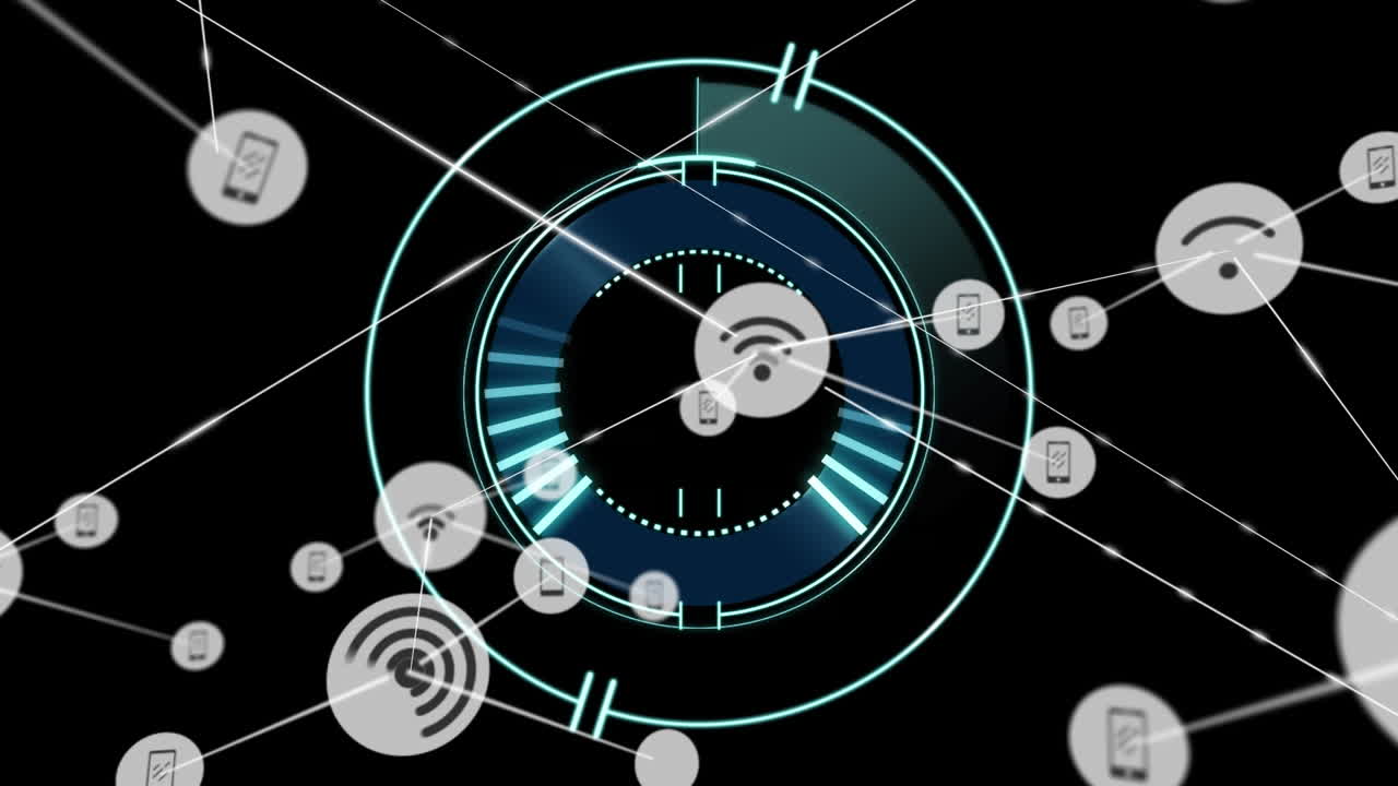 범위 스피닝에 대한 아이콘으로 연결 네트워크의 애니메이션