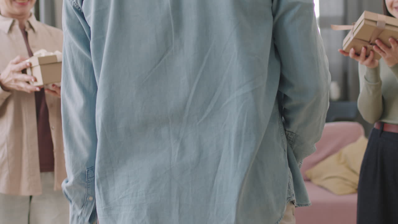 People celebrating with gifts