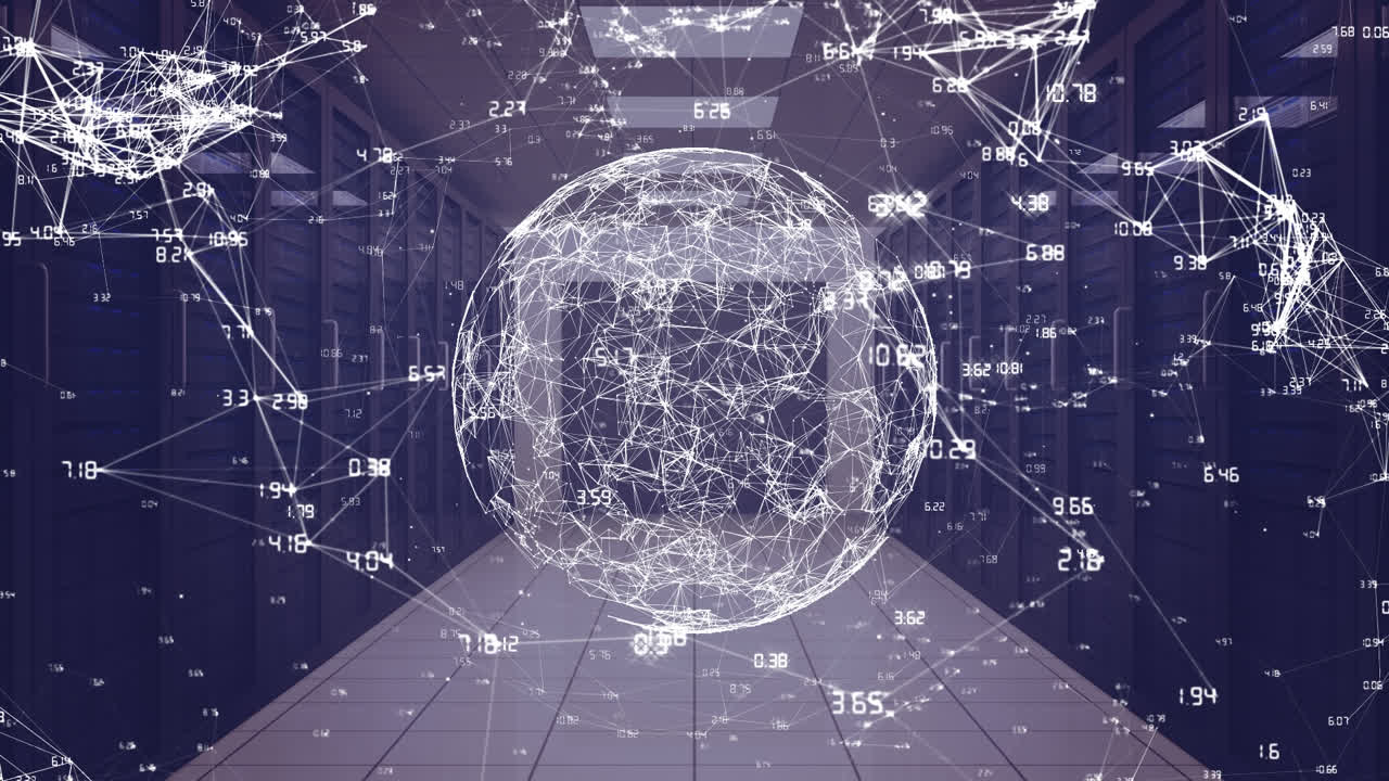 Animation of globe against computer server room