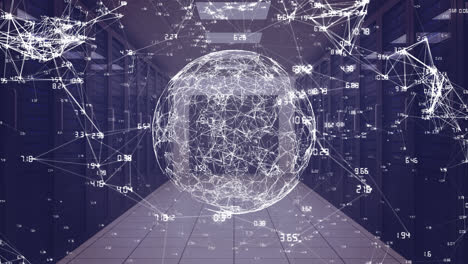 animation of globe against computer server room