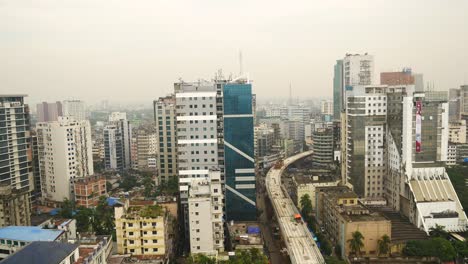 high angle view of dhaka city residential and financial buildings at sunny day