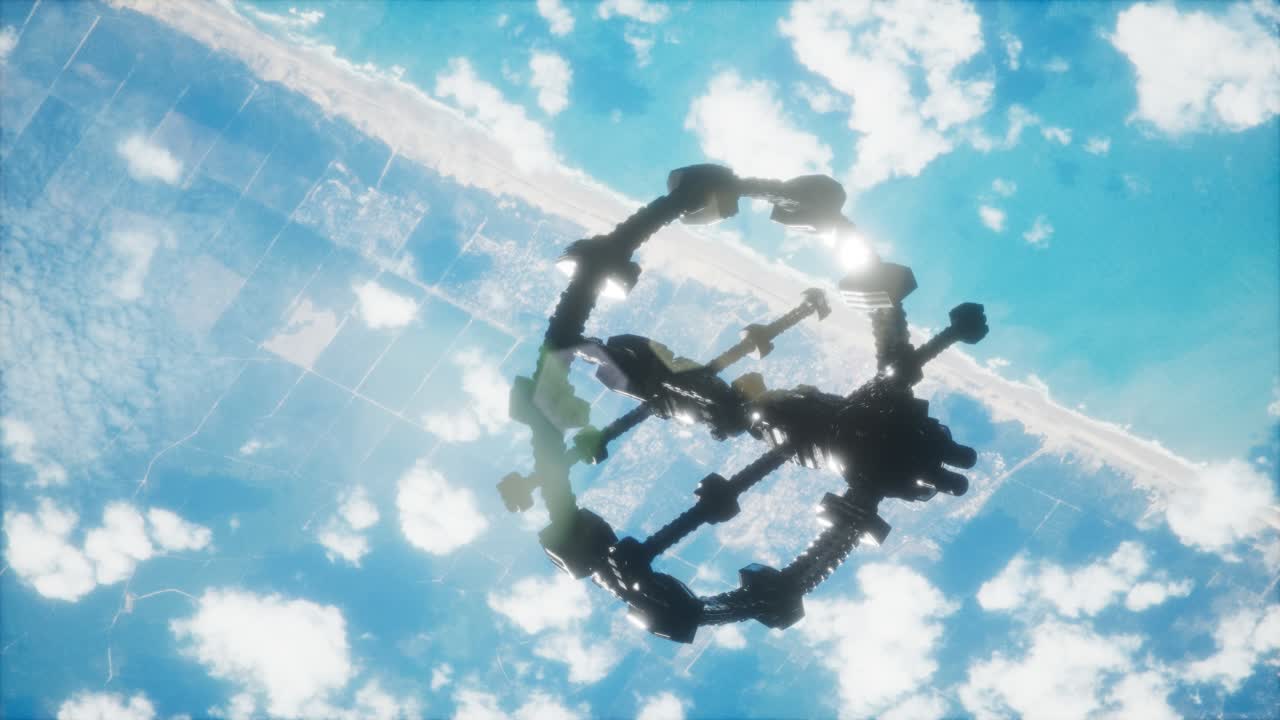 지구와 외계 우주 정거장 iss